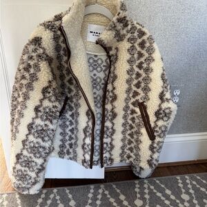 Isabel Marant Cream and Brown Fleece Jacket